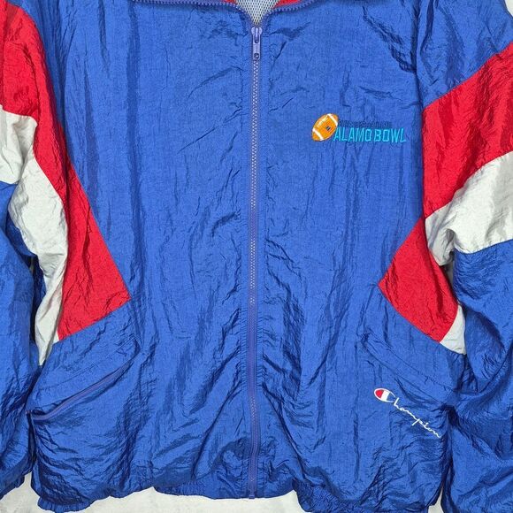 Vintage 90s Champion USA Windbreaker Jacket XL Alamo Bowl Buildersquare - Picture 3 of 10